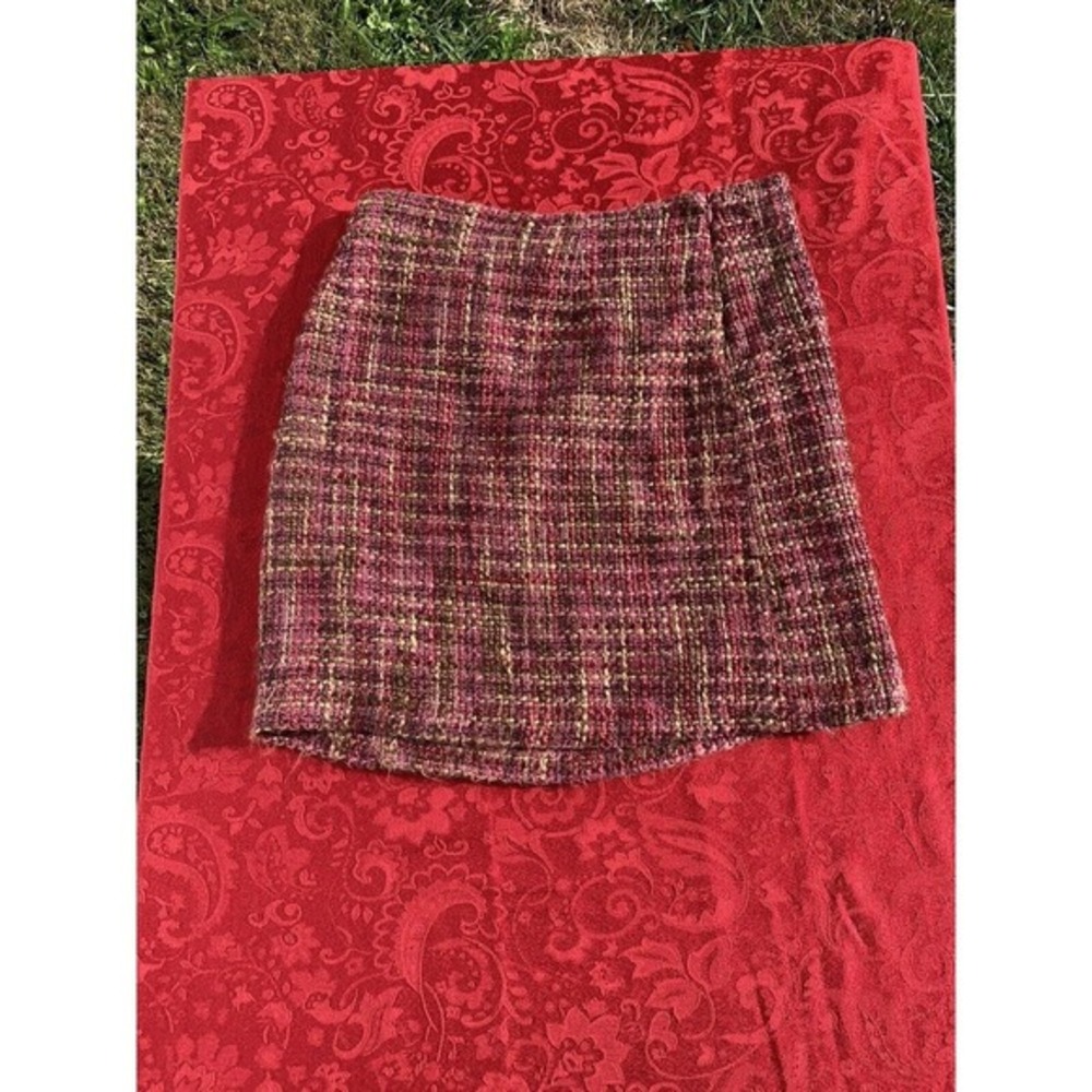 Studio C Women Casual Skirt 12 Pink Purple Acrylic Woven Vintage Preowned
